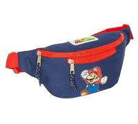 Super Mario World Gürteltasche mit Außentasche, ideal für Jugendliche und Kinder verschiedener Altersgruppen, bequem und vielseitig, Qualität und Widerstandsfähigkeit, 23 x 9 x 12 cm, Marineblau,