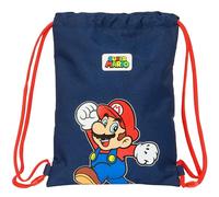 SUPER MARIO WORLD Rucksack für Kinder, flach, ideal für Kinder verschiedener Altersgruppen, bequem und vielseitig, Qualität und Widerstandsfähigkeit, 26 x 34 cm, Marineblau, marineblau, Estándar,