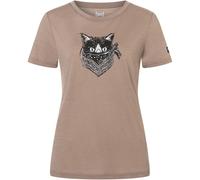 super.natural - Women's Bandito Cat Tee - Merinoshirt, Gr. M, braun (MountainTrail/JetBlack/WhiteStone)