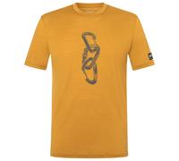 super.natural - Carabineri Tee - Merinoshirt, Gr. M 48/50 - M, orange/gelb (DriedTobacco/CashmereGreyMelange)