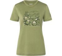 super.natural - Women's Cactus World Bio Jersey Tee - Merinoshirt, Gr. L, sage / various (Sage/Various)