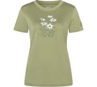 super.natural - Women's Edelweiss Bio Jersey Tee - Merinoshirt, Gr. S, oliv (Sage/Various)