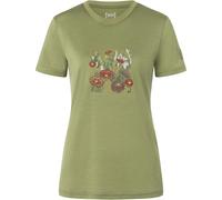 super.natural - Women's Flower Field Bio Jersey Tee - Merinoshirt, Gr. XS, sage / various (Sage/Various)