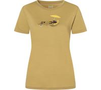super.natural - Women's Hot Dog Tee - Merinoshirt, Gr. M, sahara / various (Sahara/Various)