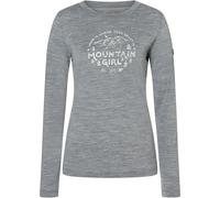 super.natural - Women's Mountain Girl L/S - Merinoshirt, Gr. L, grau/weiß (CashmereGreyMelange/WhiteStone)