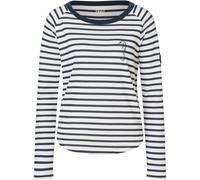 super.natural - Women's Sea Horse Stripe Bio Crew - Merinolongsleeve, Gr. M, weiß/grau (FreshWhite/NavyStripe/Salute)