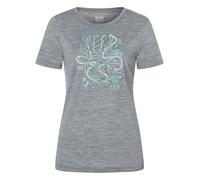 super.natural - Women's Under The Sea Tee - Merinoshirt, Gr. L, grau/ various (CashmereGreyMelange/Various)