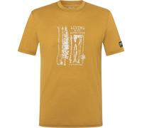 super.natural - Fishing Adventure Tee - Merinoshirt, Gr. M, gelb (DriedTobacco/WhiteStone)