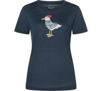 super.natural - Women's Johnny Tee - Merinoshirt, Gr. XL, blau/ various (Blueberry/Various)