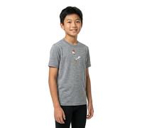super.natural - Kid's Johnny Tee - Merinoshirt, Gr. 128, grau/ various (CashmereGreyMelange/Various)