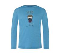 super.natural - Kid's Wood Crafti L/S - Merinoshirt, Gr. 116, blau (BlueHeaven/Various)