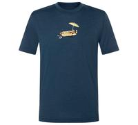 super.natural - Kid's Hot Dog Tee - Merinoshirt, Gr. 128, blau/ various (Blueberry/Various)