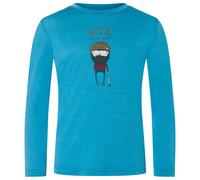 super.natural - Kid's Wood Crafti L/S - Merinoshirt, Gr. 140, blau (BlueHeaven/Various)
