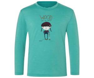 super.natural - Kid's Wood Craftine L/S - Merinoshirt, Gr. 116, türkis (LagoonGreen/Various)