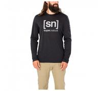 super.natural - Logo L/S - Longsleeve, Gr. M, schwarz (JetBlackMelange/VaporGreyLogo)