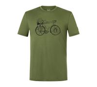 super.natural - Wander Wheel Tee - Merinoshirt, Gr. XL, oliv (Chive/JetBlack)