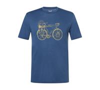 super.natural - Wander Wheel Tee - Merinoshirt, Gr. S, blau (OceanBlue/DriedTobacco)