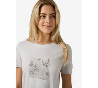 super.natural - Women's Flower Field Bio Jersey Tee - Merinoshirt, Gr. L, weiß/grau (WhiteStoneMelange/CashmereGreyMelange)