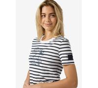 super.natural - Women's Stripe Cote D'Azur Bio Jersey Tee - Merinoshirt, Gr. S, weiß/ salute (FreshWhite/NavyStripe/Salute)