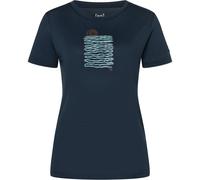 super.natural - Women's Sea Line Tee - Merinoshirt, Gr. XL, blau/ various (Blueberry/Various)