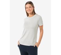 super.natural - Women's Casual Rib Bio Jersey Tee - Merinoshirt, Gr. XS, weiß (WhiteStoneMelange)