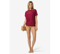 super.natural - Women's Cat Yoga Loose Tee - Merinoshirt, Gr. XL, rosa (BeetRed/DriedTobacco)