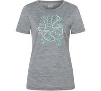 super.natural - Women's Under The Sea Tee - Merinoshirt, Gr. XS, grau/ various (CashmereGreyMelange/Various)