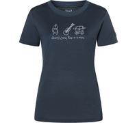 super.natural - Women's Van Life Bio Jersey Tee - Merinoshirt, Gr. M, blau/grau (Blueberry/FeatherGrey)