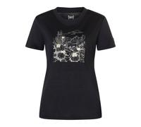 super.natural - Women's Cactus World Bio Jersey Tee - Merinoshirt, Gr. S, schwarz/ various (JetBlack/Various)