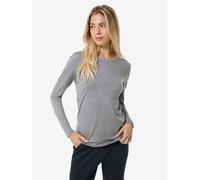 super.natural W CASUAL RIB BIO J LS für Damen, nachhaltig, Merino Cashmere Grey Melange S