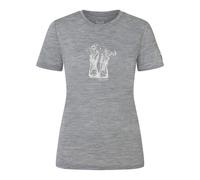 super.natural - Women's Flower Boots Tee - Merinoshirt, Gr. L, grau (CashmereGreyMelange/WhiteStone/PinkyRose)