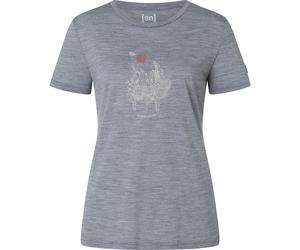 Super.Natural W Flowerhands Tee cashmere grey melange/feather grey/chilli (27H) L