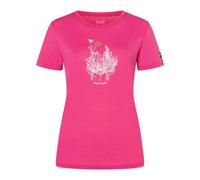 super.natural - Women's Flowerhands Tee - Merinoshirt, Gr. XS, rosa/ tobacco glitter (PinkyRose/PinkDogwood/TobaccoGlitter)