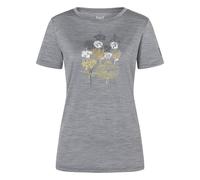 super.natural Merino T-Shirt W ORCHID BIO J TEE für Damen, nachhaltig, Merino Cashmere Grey Melange/Sahara/Various S