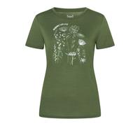 super.natural - Women's Rock Flowers Tee - Merinoshirt, Gr. XL, oliv (Chive/Various)