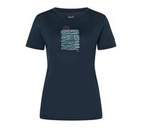 super.natural - Women's Sea Line Tee - Merinoshirt, Gr. M, blau/ various (Blueberry/Various)