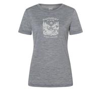 super.natural - Women's Summer Break Tee - Merinoshirt, Gr. L, grau/weiß (CashmereGreyMelange/WhiteStone)