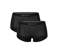 super.natural W TUNDRA175 BOYFRIEND HIPSTER 2-PACK 2 x Merino Unterhosen Damen Schwarz S - Atmungsaktive & temperaturregulierende Damen Unterwäsche aus Merino-Polyester-Mix