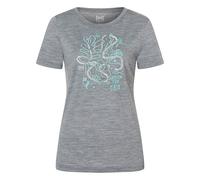 super.natural - Women's Under The Sea Tee - Merinoshirt, Gr. XL, grau/ various (CashmereGreyMelange/Various)