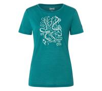 super.natural - Women's Under The Sea Tee - Merinoshirt, Gr. XL, pacific /grün (Pacific/WhiteStone/LagoonGreen)