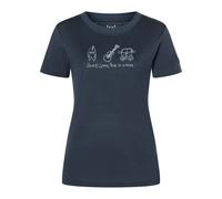 super.natural - Women's Van Life Bio Jersey Tee - Merinoshirt, Gr. XS, blau/grau (Blueberry/FeatherGrey)
