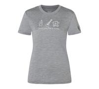 super.natural - Women's Van Life Bio Jersey Tee - Merinoshirt, Gr. XL, grau/weiß (CashmereGreyMelange/WhiteStone)