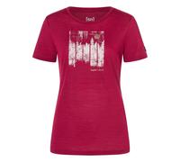 super.natural - Women's Wonder Wald Tee - Merinoshirt, Gr. L, rot/ various (BeetRed/Various)