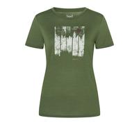 super.natural - Women's Wonder Wald Tee - Merinoshirt, Gr. M, chive / copper (Chive/FeatherGrey/Copper)
