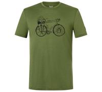 super.natural - Wander Wheel Tee - Merinoshirt, Gr. L, oliv (Chive/JetBlack)