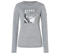 super.natural - Women's Alpes L/S - Longsleeve, Gr. L, grau (CashmereGrey/DarkShadowMelange/FreshWhite)
