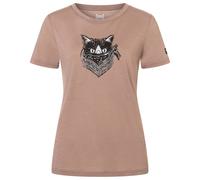 super.natural - Women's Bandito Cat Tee - Merinoshirt, Gr. XL, braun (MountainTrail/JetBlack/WhiteStone)