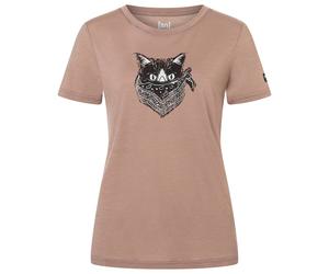 super.natural - Women's Bandito Cat Tee - Merinoshirt, Gr. XS, braun (MountainTrail/JetBlack/WhiteStone)