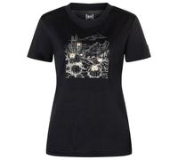super.natural - Women's Cactus World Bio Jersey Tee - Merinoshirt, Gr. S, schwarz/ various (JetBlack/Various)