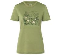 super.natural - Women's Cactus World Bio Jersey Tee - Merinoshirt, Gr. XL, sage / various (Sage/Various)